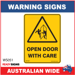 Warning Sign - WS051 - OPEN DOOR WITH CARE